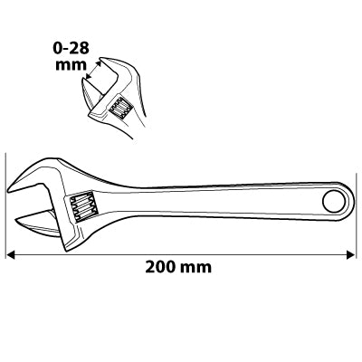 Nastaviteľný kľúč 200 mm, rozsah 0-28 mm od NEO TOOLS nájdeš na naravis.sk