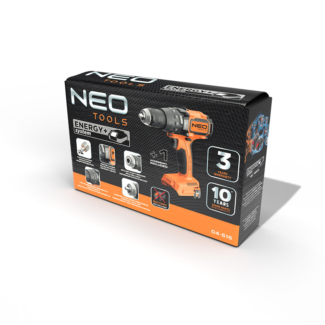 Bezkartáčový vŕtací skrutkovač s príklepom 100 Nm Energy+, bez batérie od NEO TOOLS nájdeš na naravis.sk
