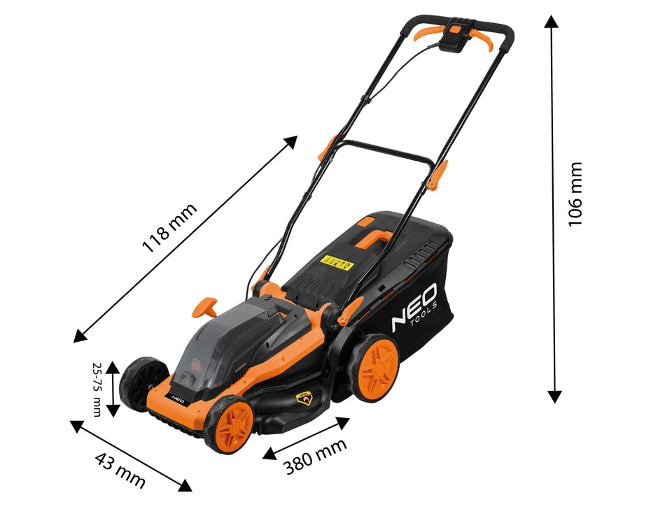 Bezkartáčová kosačka 36V E+ 380 mm, kôš 45 l, bez batérie od NEO TOOLS nájdeš na naravis.sk
