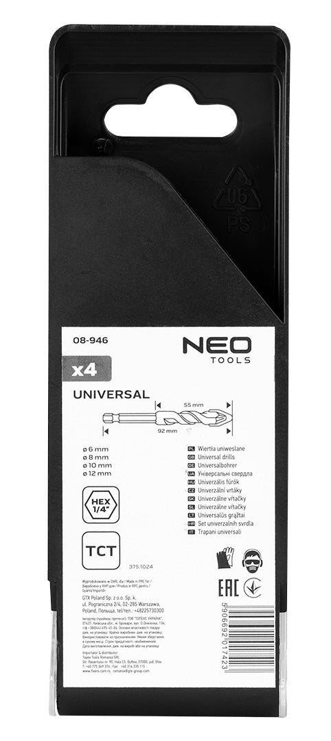 Univerzálna sada vrtákov HEX 6,8,10,12 mm od NEO TOOLS nájdeš na naravis.sk