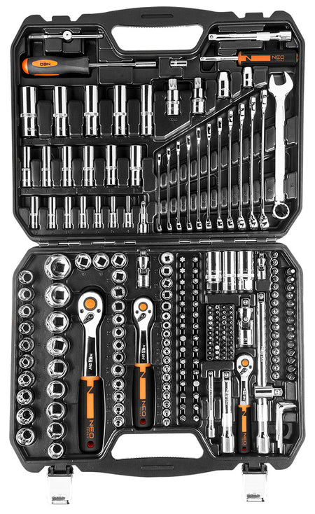 Sada nástrčných kľúčov 1/2", 3/8", 1/4", 219 kusov, CrV od NEO TOOLS nájdeš na naravis.sk