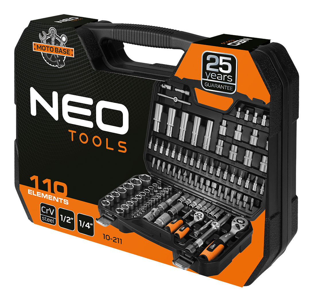 Sada nástrčných kľúčov 1/2", 1/4", 110 kusov, satén od NEO TOOLS nájdeš na naravis.sk