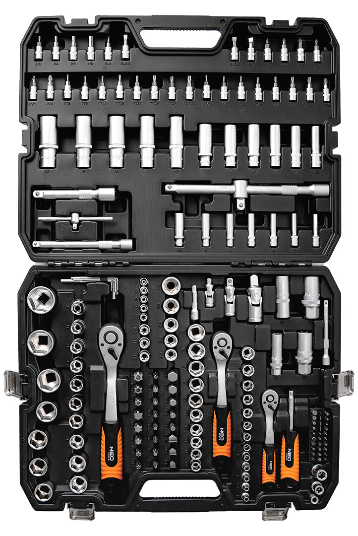 Nástrčné kľúče 1/2", 3/8", 1/4", sada 183 kusov saténové od NEO TOOLS nájdeš na naravis.sk