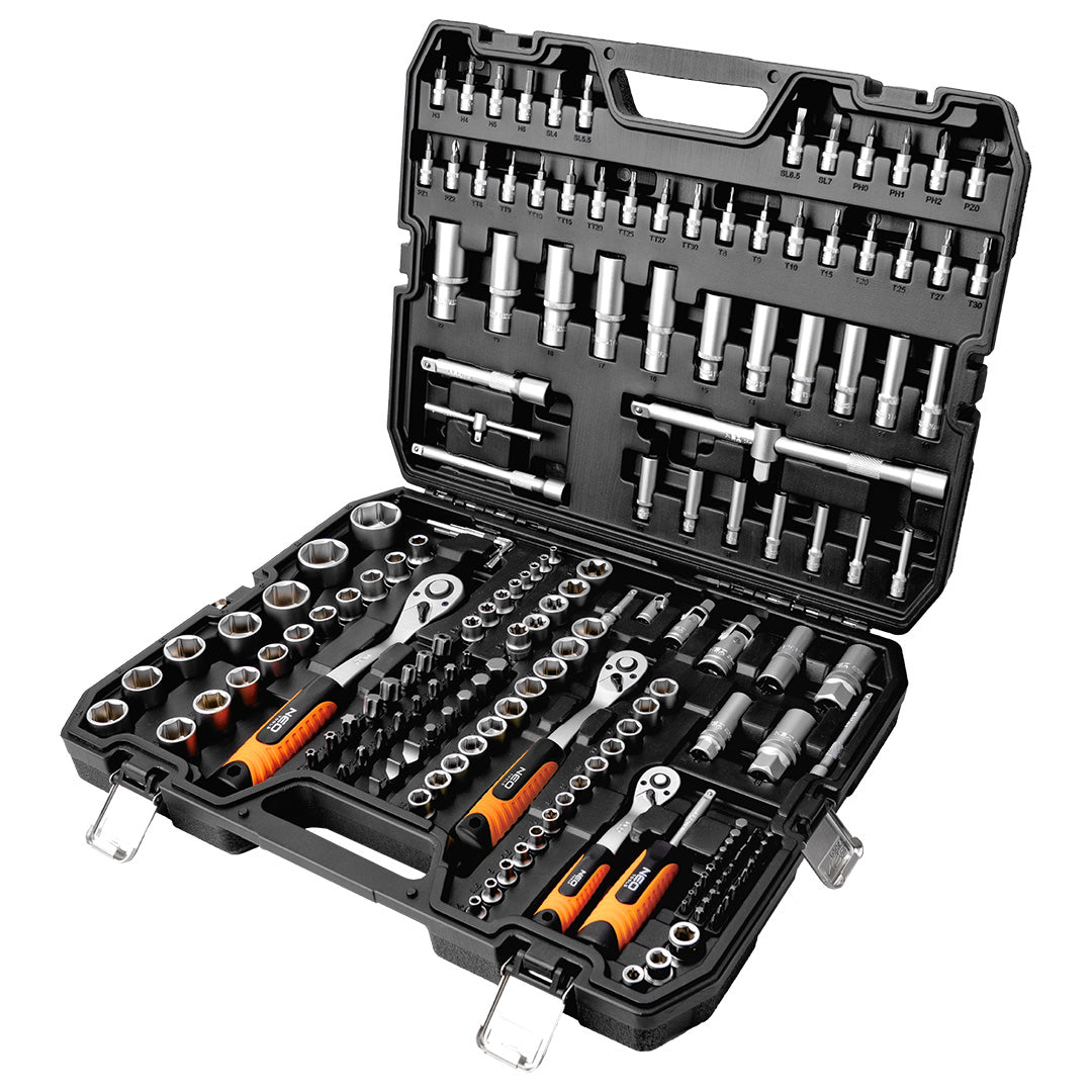 Nástrčné kľúče 1/2", 3/8", 1/4", sada 183 kusov saténové od NEO TOOLS nájdeš na naravis.sk