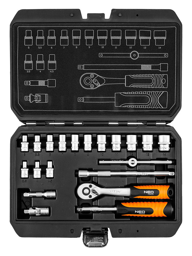 Sada nástrčných kľúčov 1/4", 20 kusov, satén od NEO TOOLS nájdeš na naravis.sk