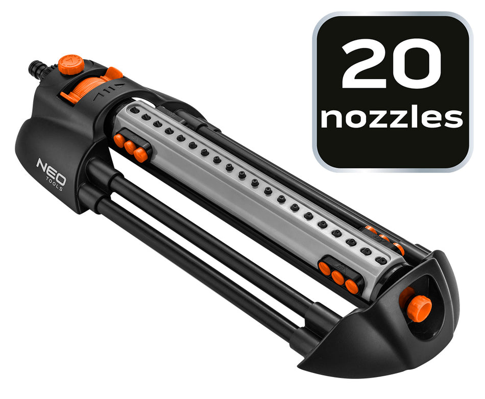Oscilačný zavlažovač, funkcia vypínania trysiek, 20 trysiek, nastaviteľný rozptyl od NEO TOOLS nájdeš na naravis.sk