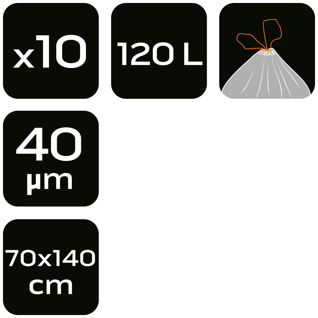 Vrecia na odpad 120 l, zelené s páskou, 40 mic, 10 ks. od NEO TOOLS nájdeš na naravis.sk