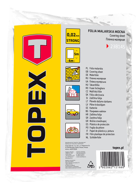 Fólia zákrývacia LDPE, 0,02 mm, 4 x 5 m od TOPEX nájdeš na naravis.sk