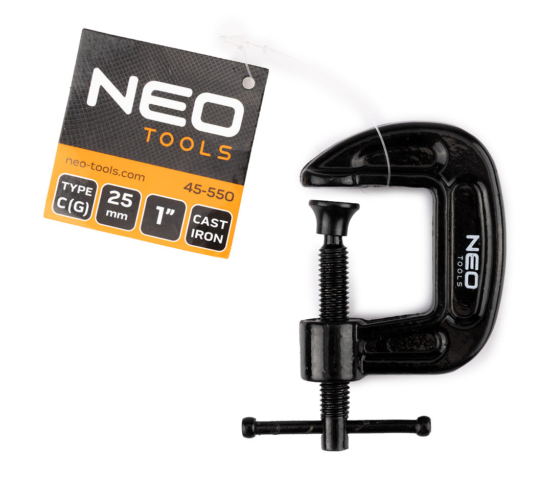 Tesárska svorka (skrutka), typ C (G), 25 mm (1"), liatina, hmotnosť 115 g od NEO TOOLS nájdeš na naravis.sk