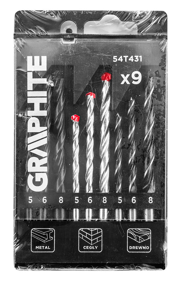 Sada vrtákov do kovu, dreva, tehál: 5, 6, 8 mm, 9 ks. od GRAPHITE nájdeš na naravis.sk