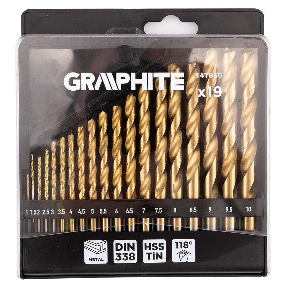 Vrtáky do kovu HSS TiN, 1 - 10 mm, sada 19 ks. od GRAPHITE nájdeš na naravis.sk
