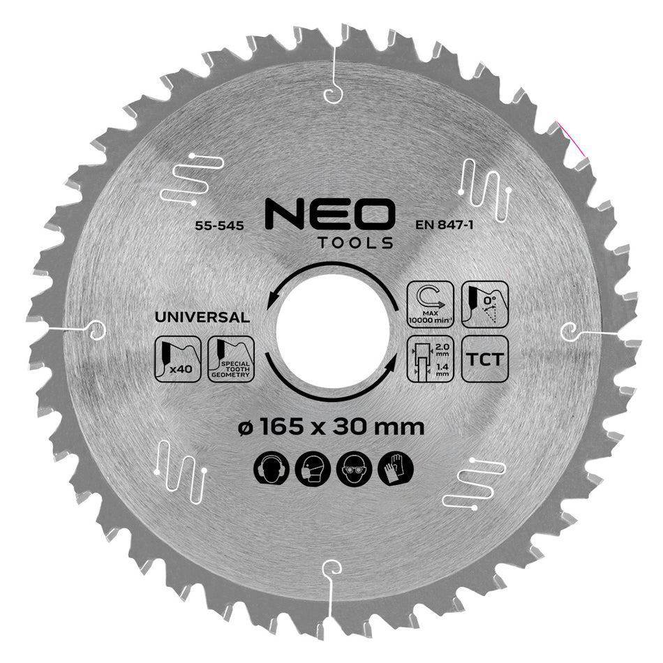 Pilový kotúč, široký, 165 x 30 mm, 40 zubov, univerzálny od NEO TOOLS nájdeš na naravis.sk