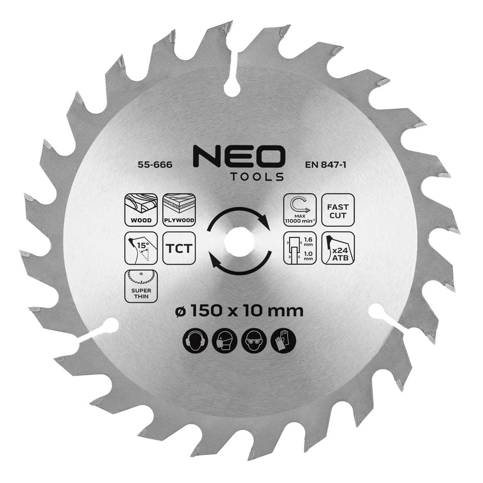 Pilový kotúč, šírka 150 x 10 mm, 1,6 mm , 24 zubov, Energy+ od NEO TOOLS nájdeš na naravis.sk