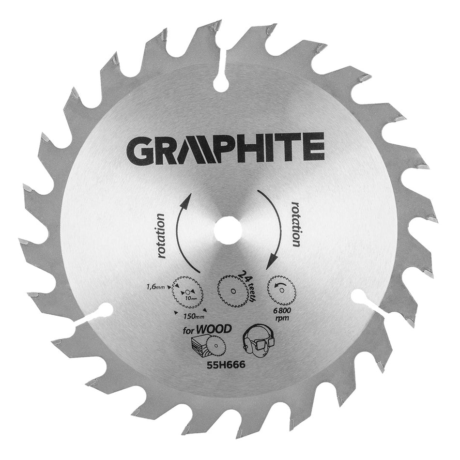Pílový kotúč, spekaný karbid, 150 x 10 mm, 1.6 mm, 24 zubov, Energy+ od GRAPHITE nájdeš na naravis.sk