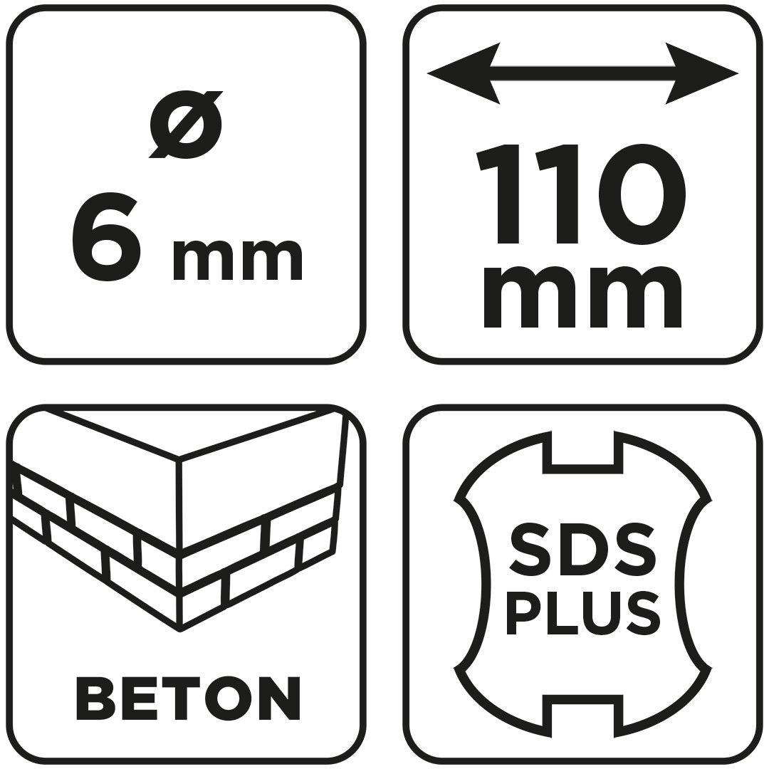 Vrták do betónu SDS Plus s dvojitou špirálou 6 x 110 mm od GRAPHITE nájdeš na naravis.sk