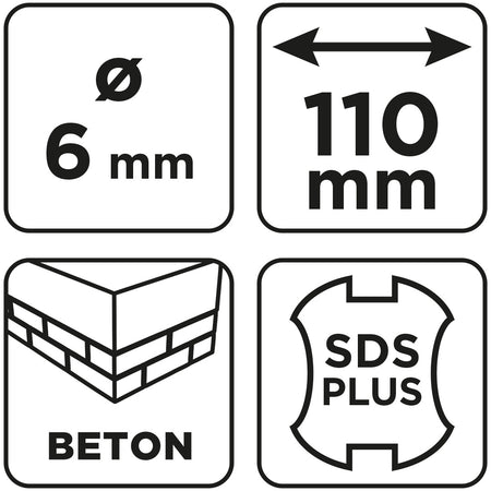 Vrták do betónu SDS Plus s dvojitou špirálou 6 x 110 mm od GRAPHITE nájdeš na naravis.sk