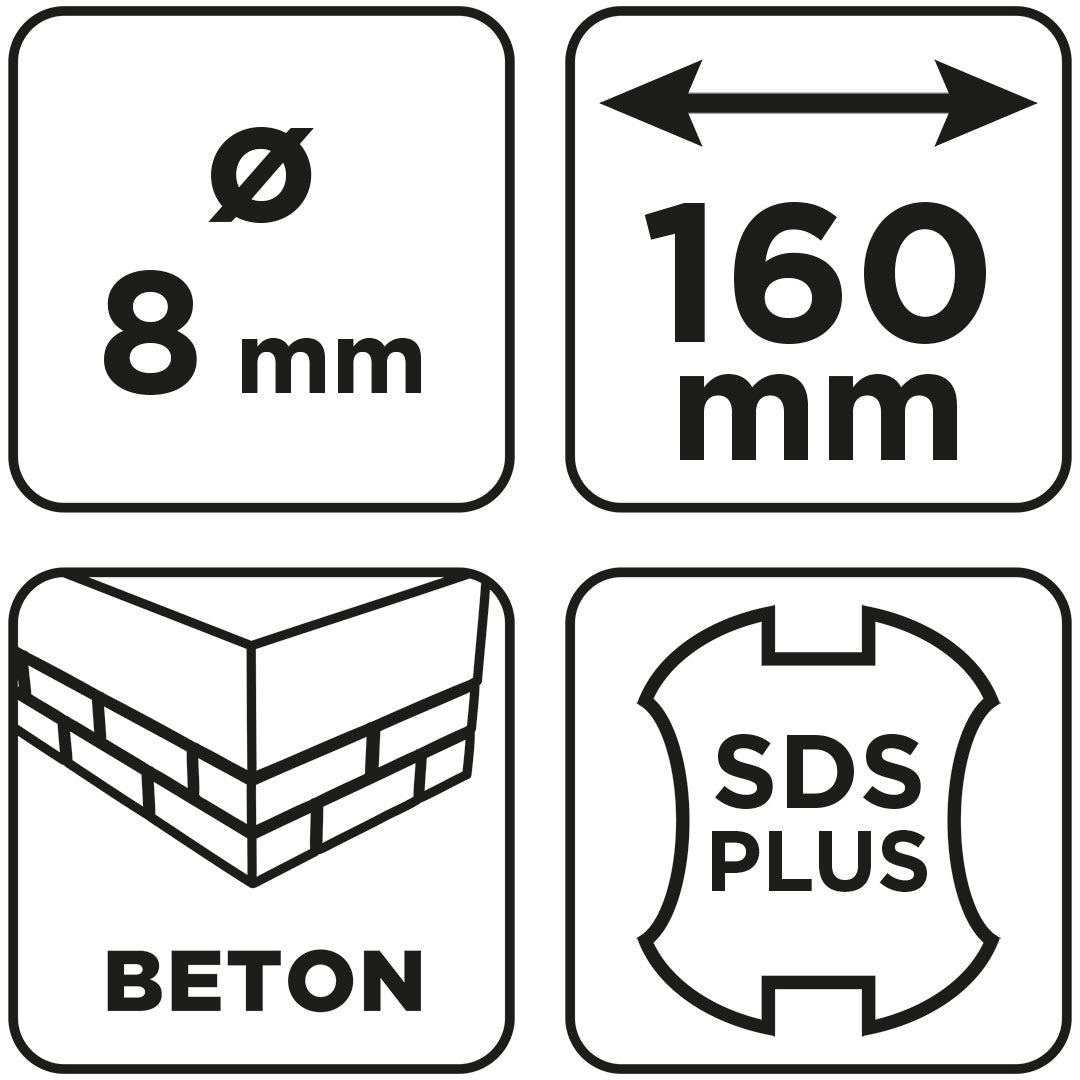 Vrták do betónu SDS Plus s dvojitou špirálou 8 x 160 mm od GRAPHITE nájdeš na naravis.sk