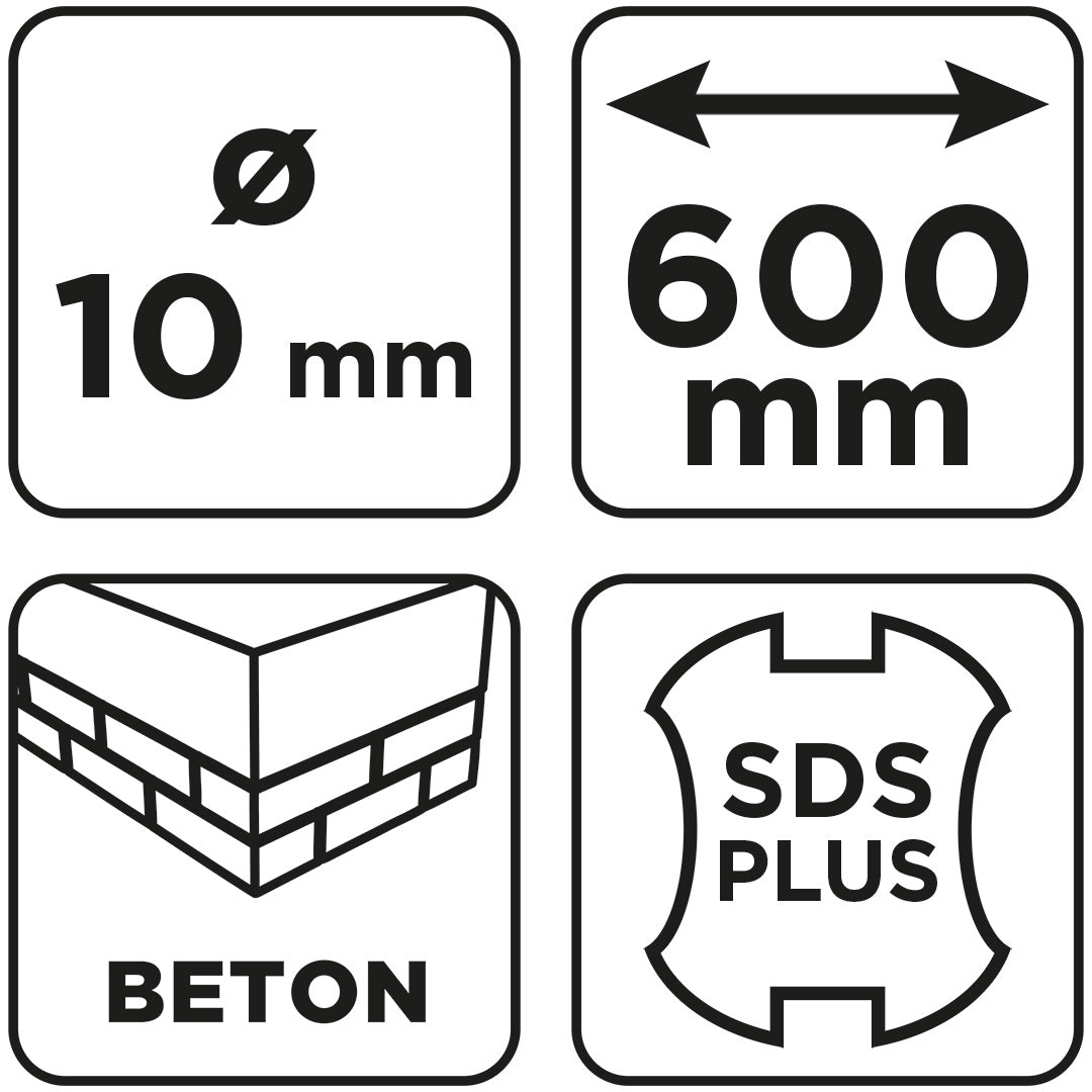 Vrták do betónu SDS Plus s dvojitou špirálou 10 x 600 mm od GRAPHITE nájdeš na naravis.sk