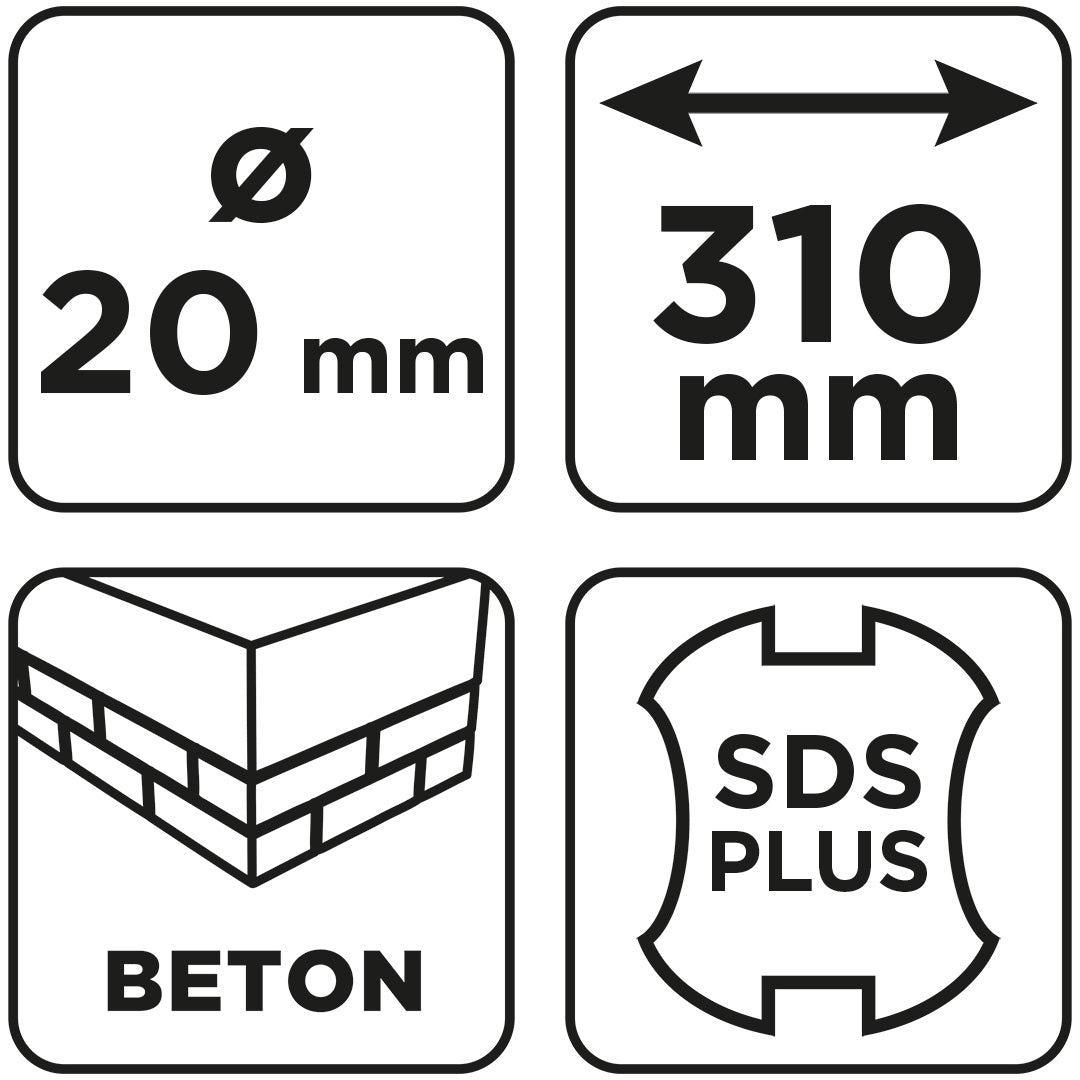 Vrták do betónu SDS Plus s dvojitou špirálou 20 x 310 mm od GRAPHITE nájdeš na naravis.sk