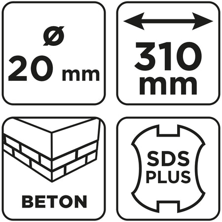 Vrták do betónu SDS Plus s dvojitou špirálou 20 x 310 mm od GRAPHITE nájdeš na naravis.sk