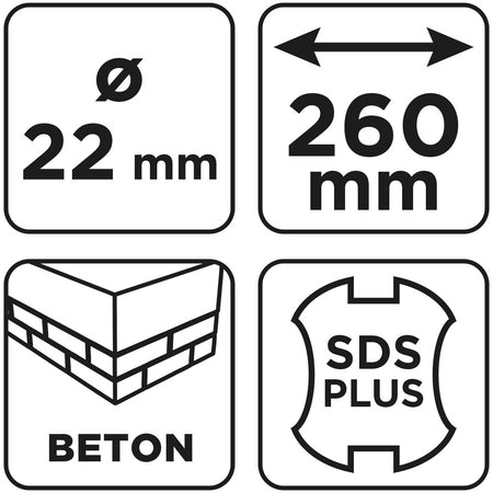 Vrták do betónu SDS Plus s dvojitou špirálou 22 x 260 mm od GRAPHITE nájdeš na naravis.sk