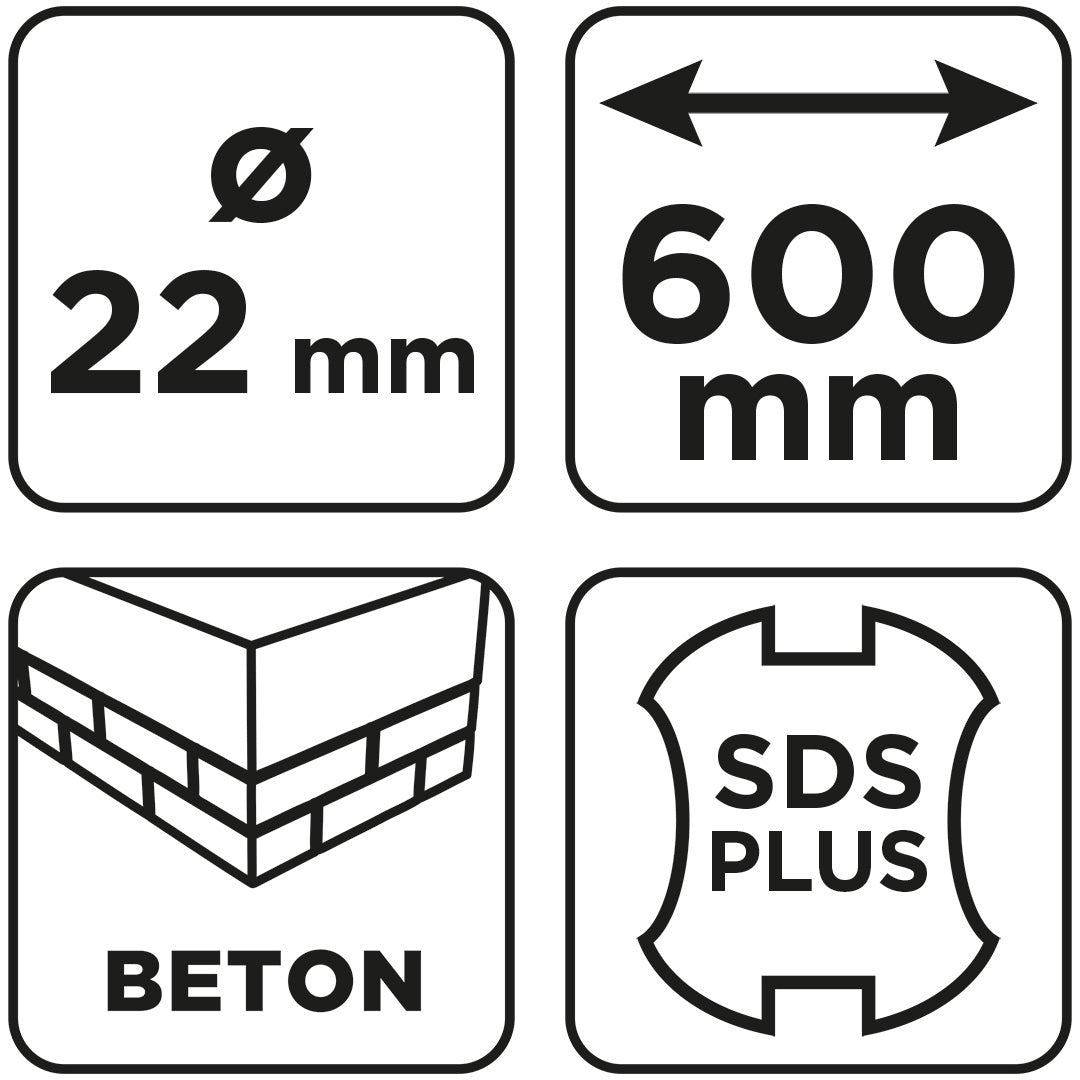 Vrták do betónu SDS Plus s dvojitou špirálou 22 x 600 mm od GRAPHITE nájdeš na naravis.sk