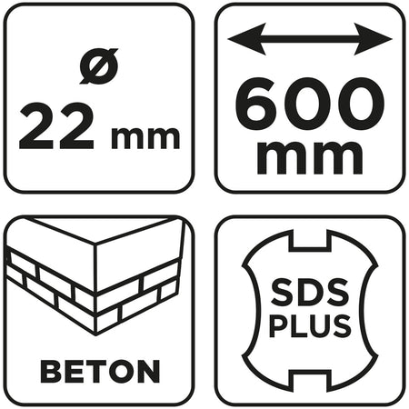 Vrták do betónu SDS Plus s dvojitou špirálou 22 x 600 mm od GRAPHITE nájdeš na naravis.sk