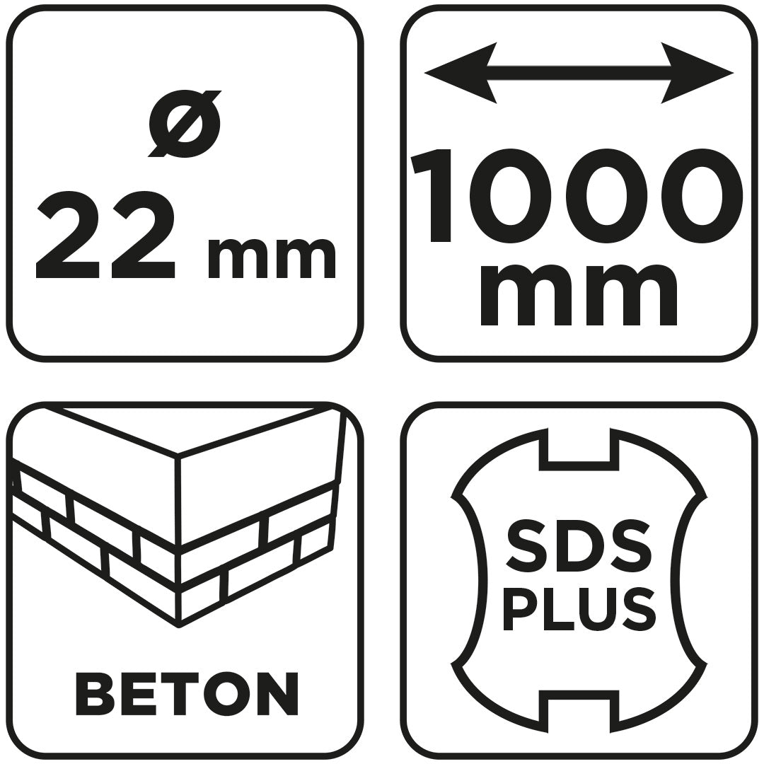 Vrták do betónu SDS Plus s dvojitou špirálou 22 x 1000 mm od GRAPHITE nájdeš na naravis.sk