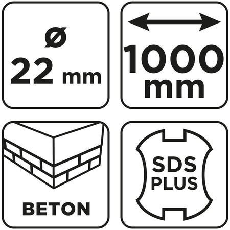Vrták do betónu SDS Plus s dvojitou špirálou 22 x 1000 mm od GRAPHITE nájdeš na naravis.sk