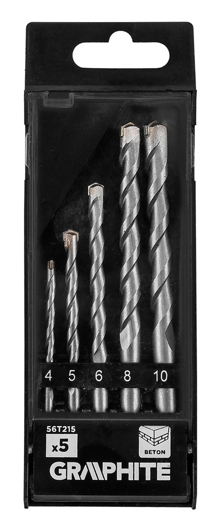Sada tvrdených vrtákov do betónu: 4,5,6,8,10 mm, 5 ks. od GRAPHITE nájdeš na naravis.sk