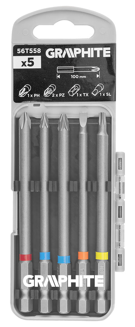 Sada bitov SL4, PH2, PZ1/2, TX20 x 100 mm, 5 ks. od GRAPHITE nájdeš na naravis.sk