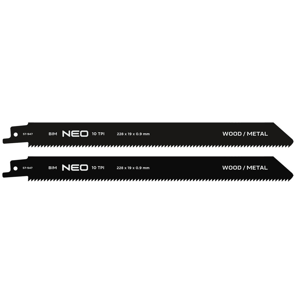 Šabľové pílové listy 228 x 19 x 0,9 mm, 10TPI, cpl. 2 ks. od NEO TOOLS nájdeš na naravis.sk