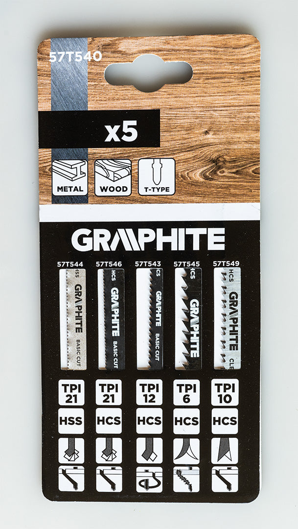 Sada pílových listov, 6 TPI, 10 TPI, 12 TPI, 20 TPI, HCS, T-rukoväť, 5 ks. od GRAPHITE nájdeš na naravis.sk