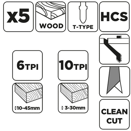 Sada pílových listov, 6 TPI, 10 TPI, HCS, T-rukoväť, 5 ks. od GRAPHITE nájdeš na naravis.sk