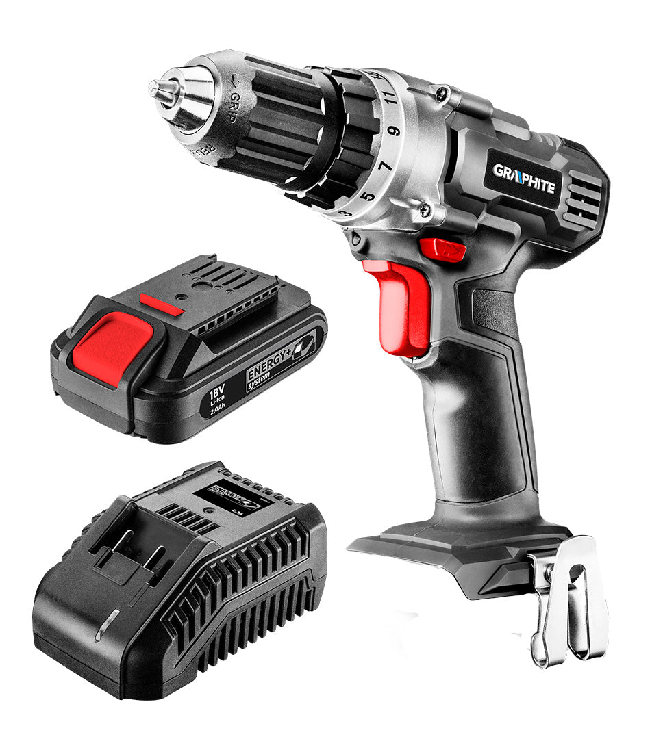 Akumulátorová vŕtačka/prípravok Energy+ 18V, Li-Ion, skľučovadlo 10 mm, 2Ah akumulátor, nabíjačka, kufor od GRAPHITE nájdeš na naravis.sk