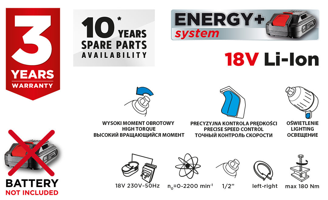 Akumulátorový rázový uťahovač Energy+ 18V, Li-Ion, bez akumulátora od GRAPHITE nájdeš na naravis.sk