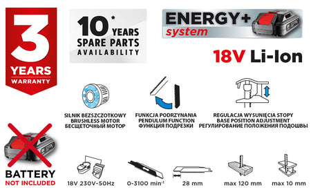 Akumulátorová 18 V bezkartáčová pokosová píla Energy+, batéria nie je súčasťou dodávky od GRAPHITE nájdeš na naravis.sk