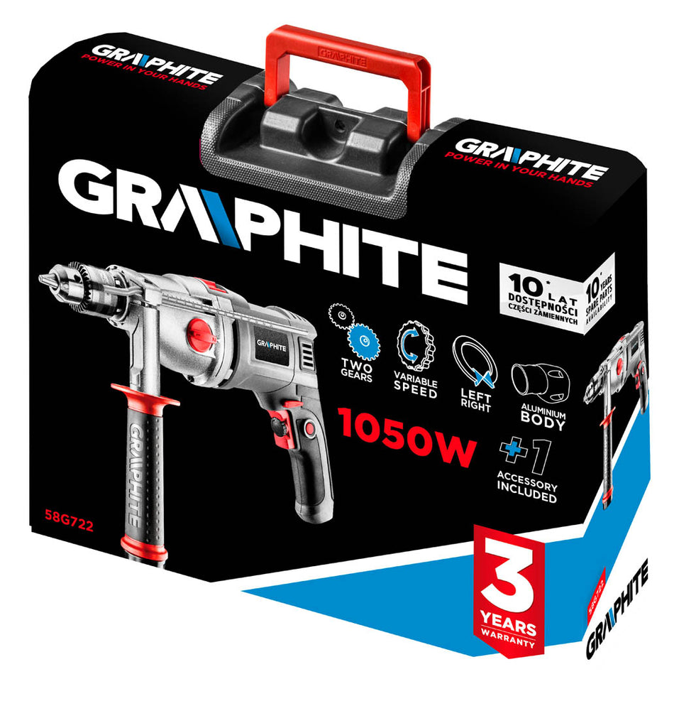 Príklepová vŕtačka, 1050 W, skľučovadlo 13 mm kľúč od GRAPHITE nájdeš na naravis.sk