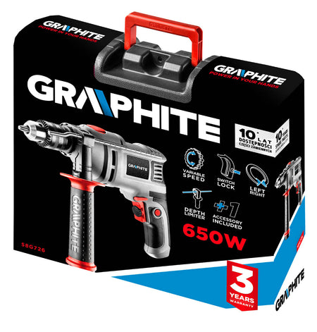 Príklepová vŕtačka, 650 W, skľučovadlo 13 mm kľúč od GRAPHITE nájdeš na naravis.sk