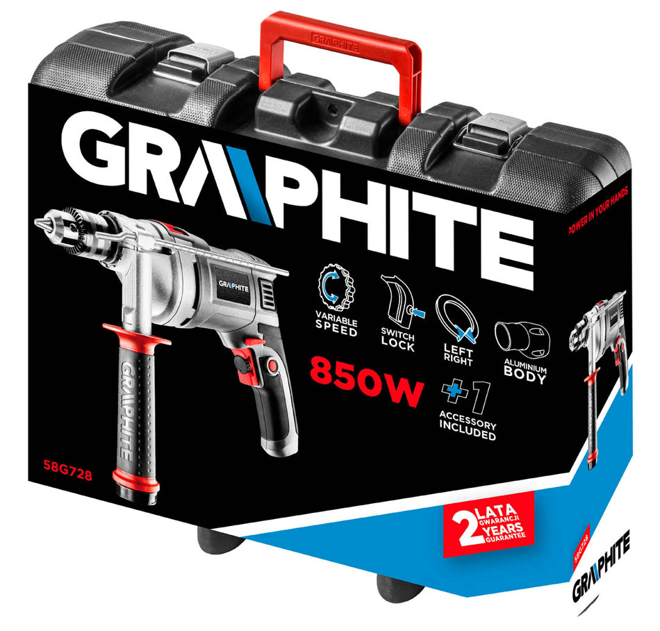 Príklepová vŕtačka, 850 W, skľučovadlo 13 mm kľúč od GRAPHITE nájdeš na naravis.sk