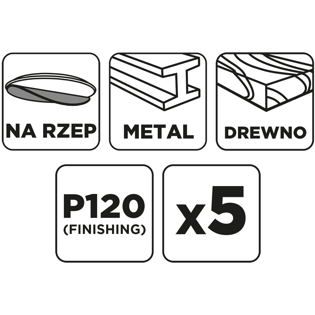 Brúsne kotúče so suchým zipsom 150 mm, P120, 5 ks, bez otvorov od GRAPHITE nájdeš na naravis.sk