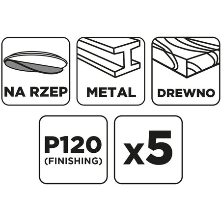 Brúsne kotúče so suchým zipsom 150 mm, P120, 5 ks, bez otvorov od GRAPHITE nájdeš na naravis.sk