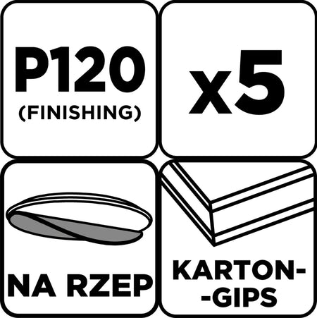 Brúsne kotúče, perforované, s otvormi na suchý zips 225 mm, P120, 5 ks. od GRAPHITE nájdeš na naravis.sk