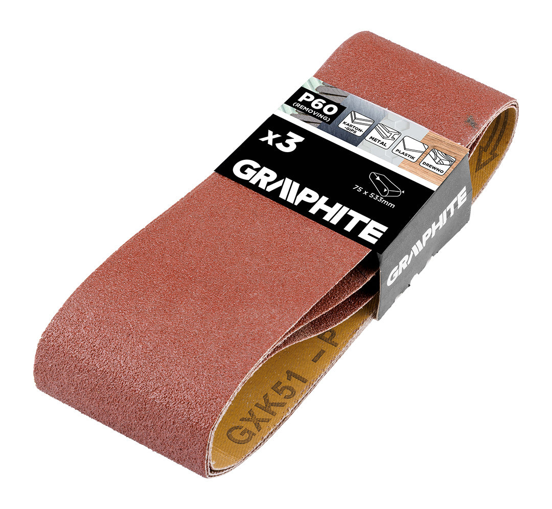 Nekonečné pásy 75 x 533 mm, P60, 3 ks. od GRAPHITE nájdeš na naravis.sk