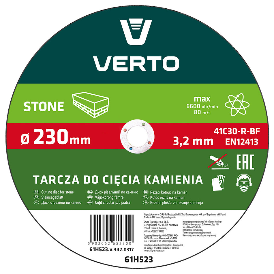 Rezací kotúč na kameň, 230 x 3,2 x 22.2 mm od VERTO nájdeš na naravis.sk