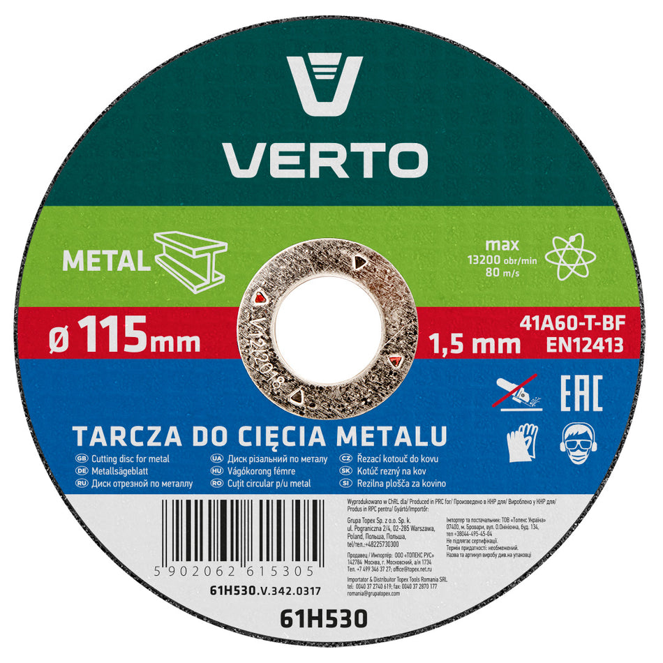 Rezací kotúč na kov T41, 115 x 1,5 x 22 mm od VERTO nájdeš na naravis.sk