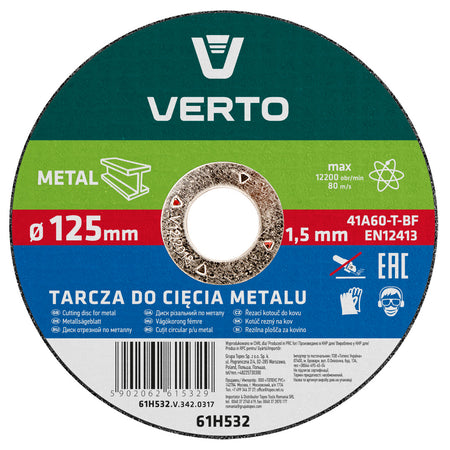 Rezací kotúč na kov, 125 x 1,5 x 22.2 mm od VERTO nájdeš na naravis.sk