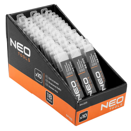18 mm odlamovacie čepele, 10 kusov v stojane, násobky po 36. od NEO TOOLS nájdeš na naravis.sk