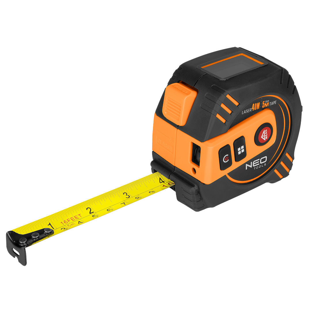 Laserový merač vzdialenosti s výsuvným meracím pásom od NEO TOOLS nájdeš na naravis.sk