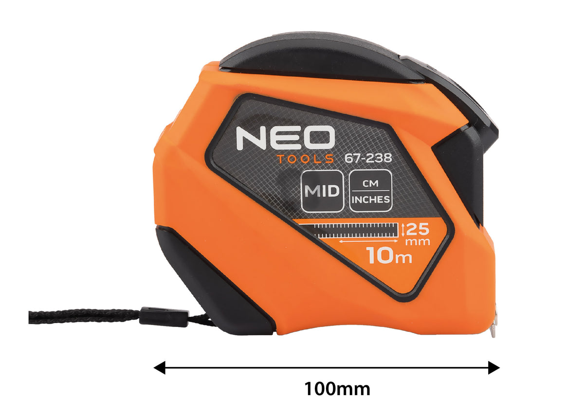 Oceľový meter 10 m x 25 mm, palec od NEO TOOLS nájdeš na naravis.sk